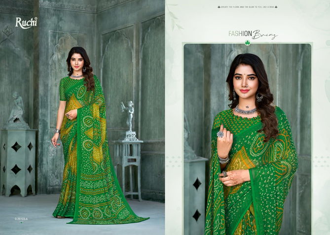 Star Chiffon 131 Bandhani Printed Daily Wear Sarees Catalog